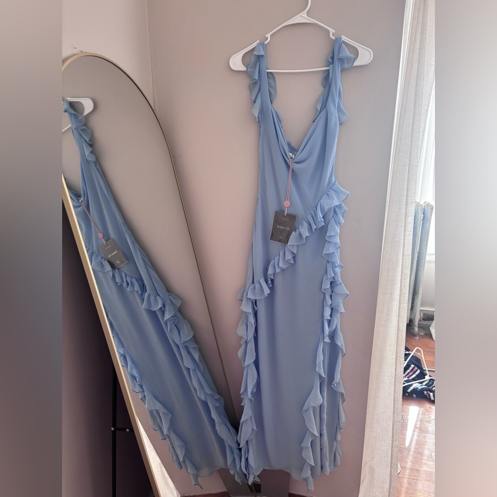 NWT House of CB | Ariela Soft Blue Ruffle Maxi Dress (sold out style/size) - Picture 6 of 16
